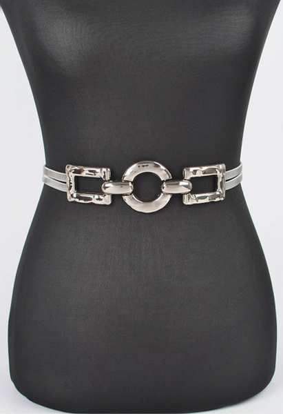 Hammered Shapes Metal Stretchy Belt