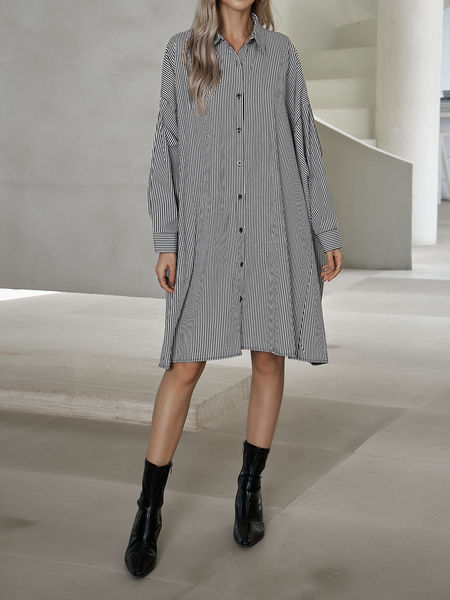 Women's Oversized Striped Shirt Dress Long Sleeve

 HTHZPD4KC2