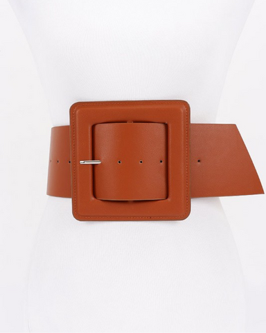Faux Leather Large Square Shaped Buckle Plus Size Waist Belt