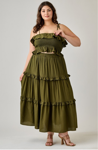 Jessica Shoulder Tie Skirt Set