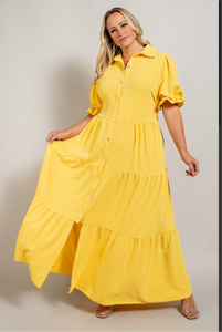 Camille-Tiered Maxi Shirt Dress