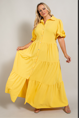 Camille-Tiered Maxi Shirt Dress