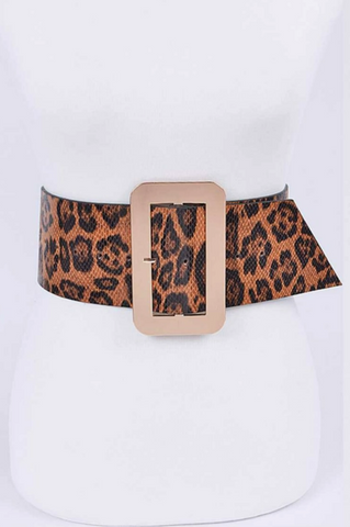Leopard Gold Buckle Wide Belt (Reg & Plus)