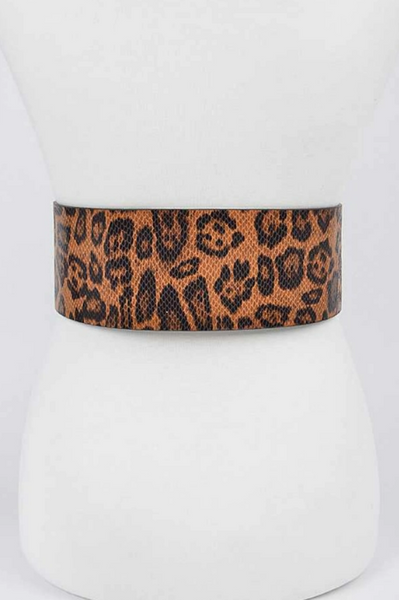 Leopard Gold Buckle Wide Belt (Plus)