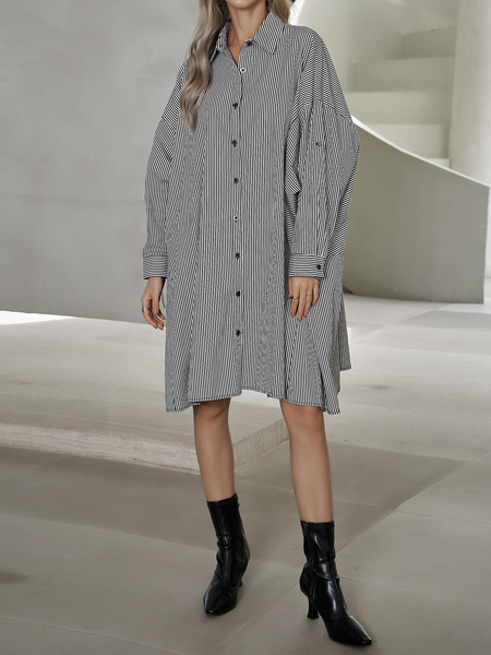 Women's Oversized Striped Shirt Dress Long Sleeve

 HTHZPD4KC2