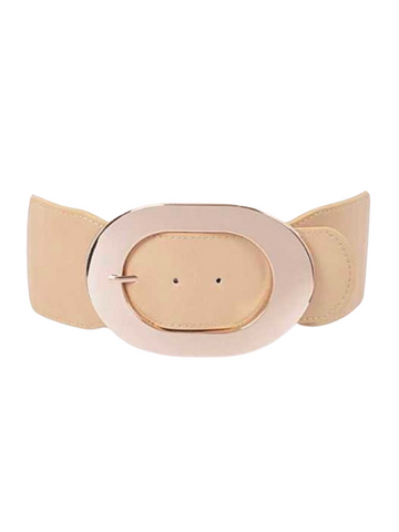 Gold Oval Buckle Elastic Belt (Plus) 2 Colors